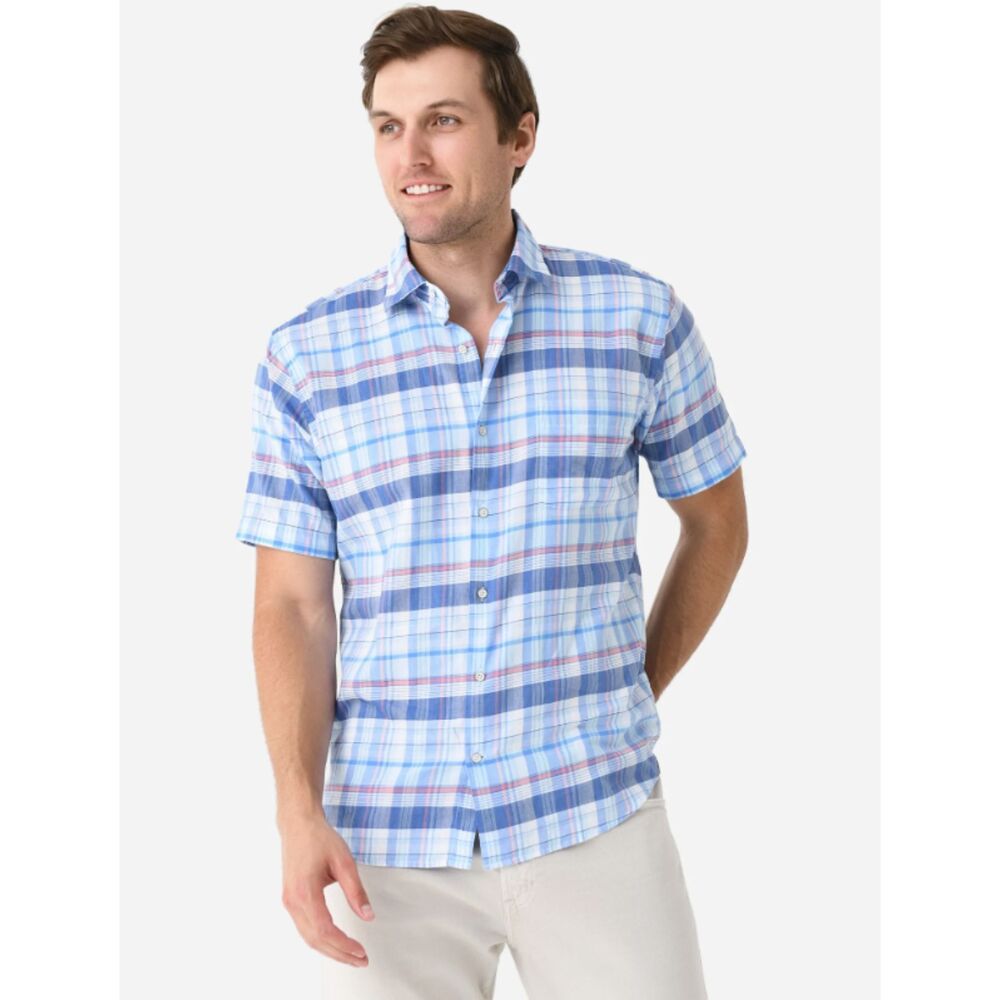 Peter Millar Casa Marina Cotton Sport Short Sleeve Button Front Shirt Men's XXL